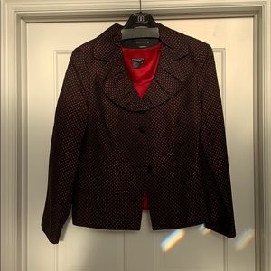 Doncaster suit jacket and red tank